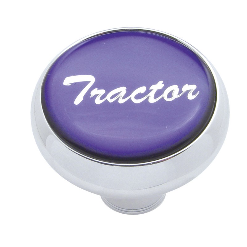 Chrome Deluxe Air Valve Knob W/ Glossy "Tractor" Sticker - Purple