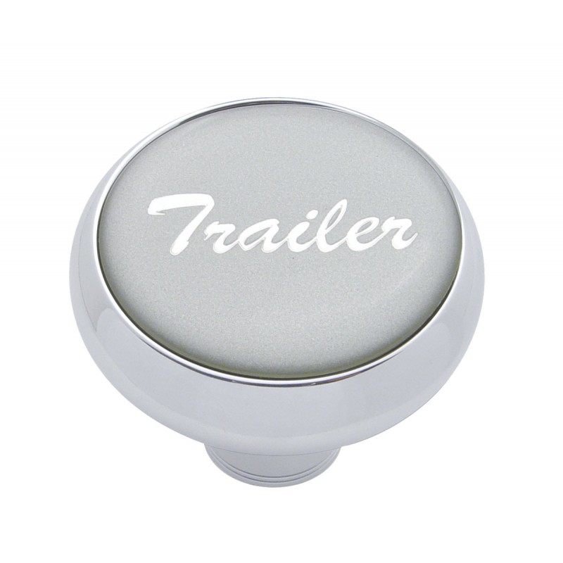 Chrome Deluxe Air Valve Knob W/ Glossy "Trailer" Sticker - Silver