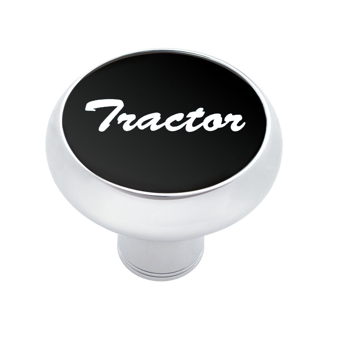 Chrome Deluxe Air Valve Knob W/ Aluminum "Tractor" Sticker - Black