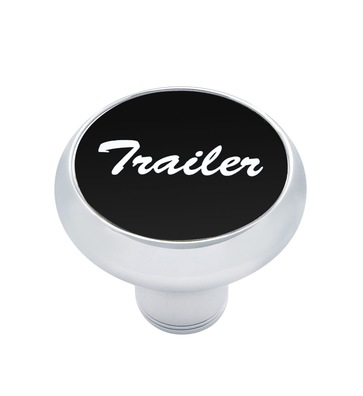 Chrome Deluxe Air Valve Knob W/ Aluminum "Trailer" Sticker - Black