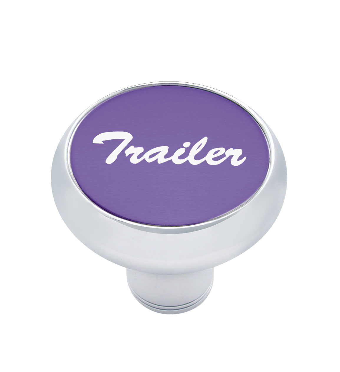 Chrome Deluxe Air Valve Knob W/ Aluminum "Trailer" Sticker - Purple