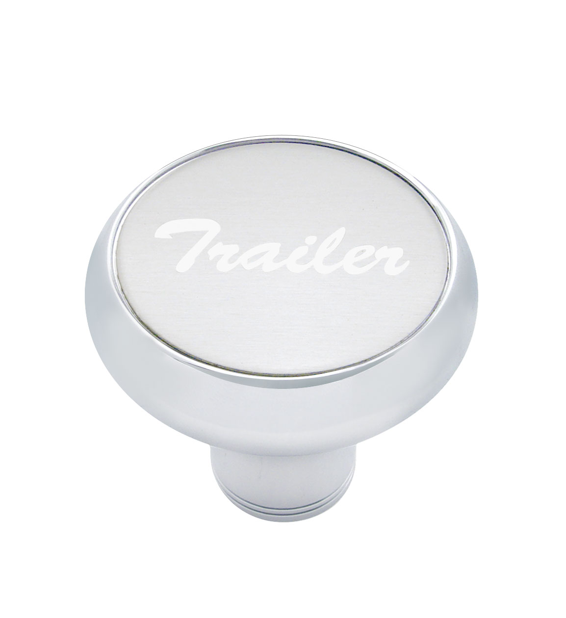 Chrome Deluxe Air Valve Knob W/ Aluminum "Trailer" Sticker - Silver