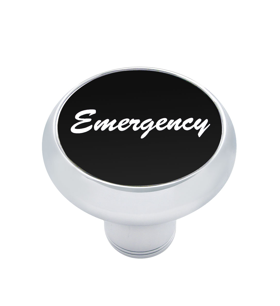 Chrome Deluxe Air Valve Knob W/ Aluminum "Emergency" Sticker - Black