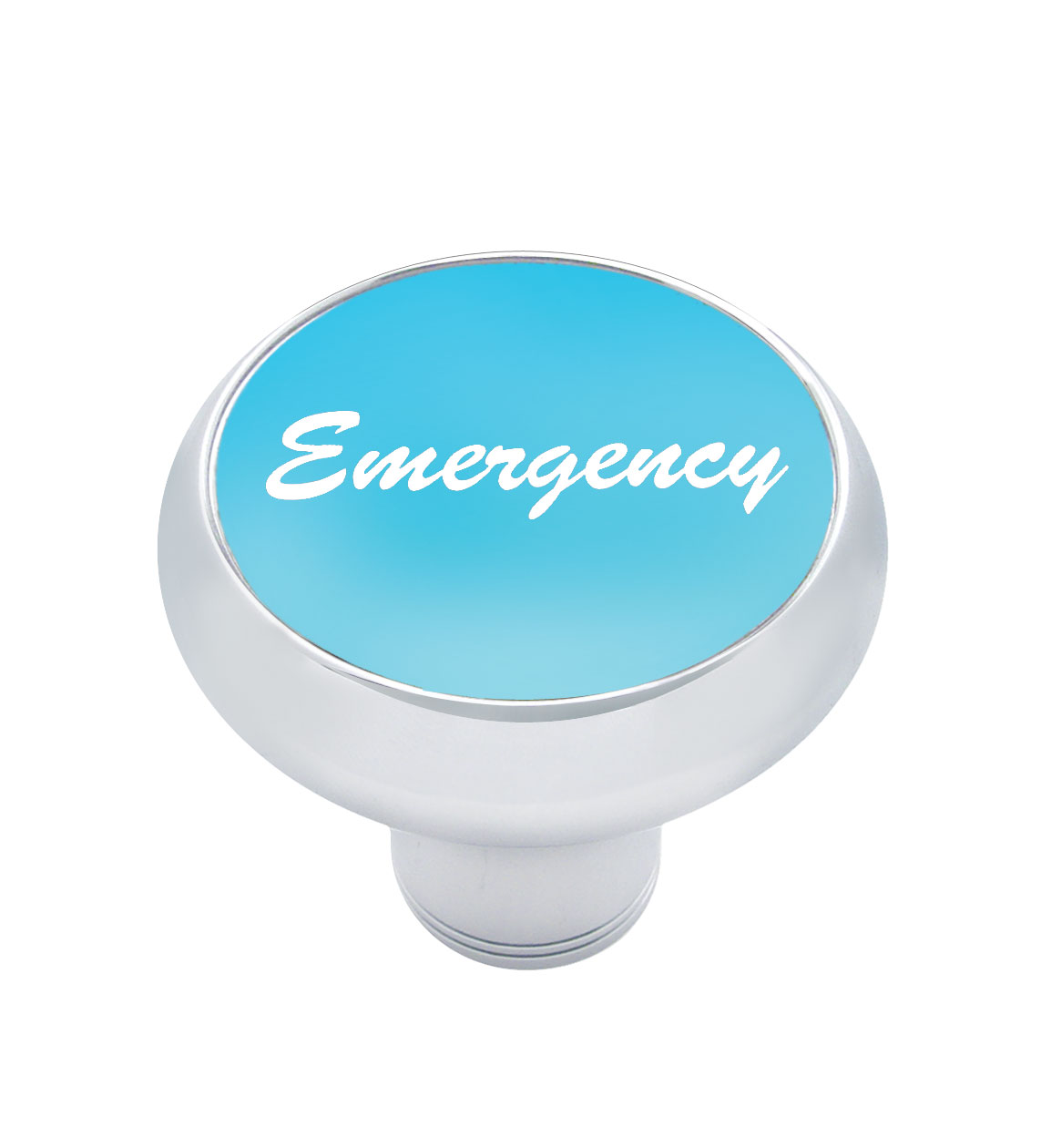 Chrome Deluxe Air Valve Knob W/ Aluminum "Emergency" Sticker - Blue