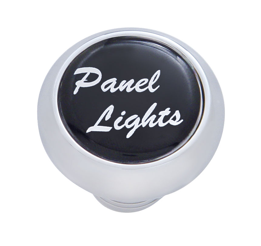 Chrome Deluxe Dash Knob W/ Glossy "Panel Lights" Sticker - Black