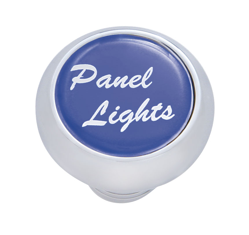 Chrome Deluxe Dash Knob W/ Glossy "Panel Lights" Sticker - Blue