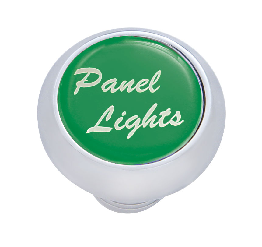 Chrome Deluxe Dash Knob W/ Glossy "Panel Lights" Sticker - Green