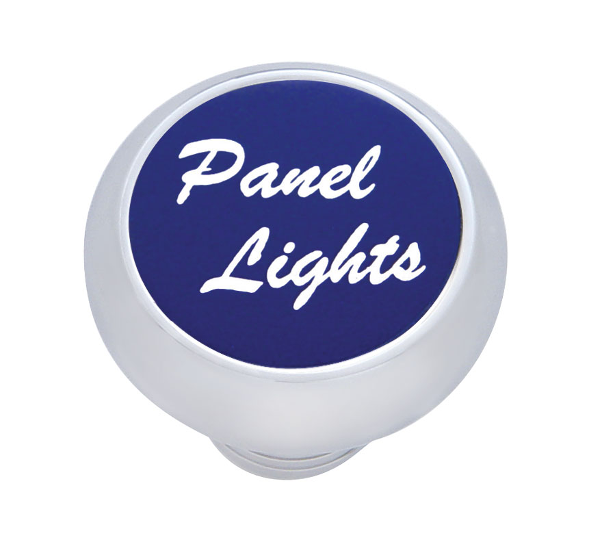 Chrome Deluxe Dash Knob W/ Aluminum "Panel Lights" Sticker - Blue
