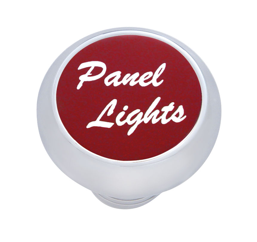 Chrome Deluxe Dash Knob W/ Aluminum "Panel Lights" Sticker - Red