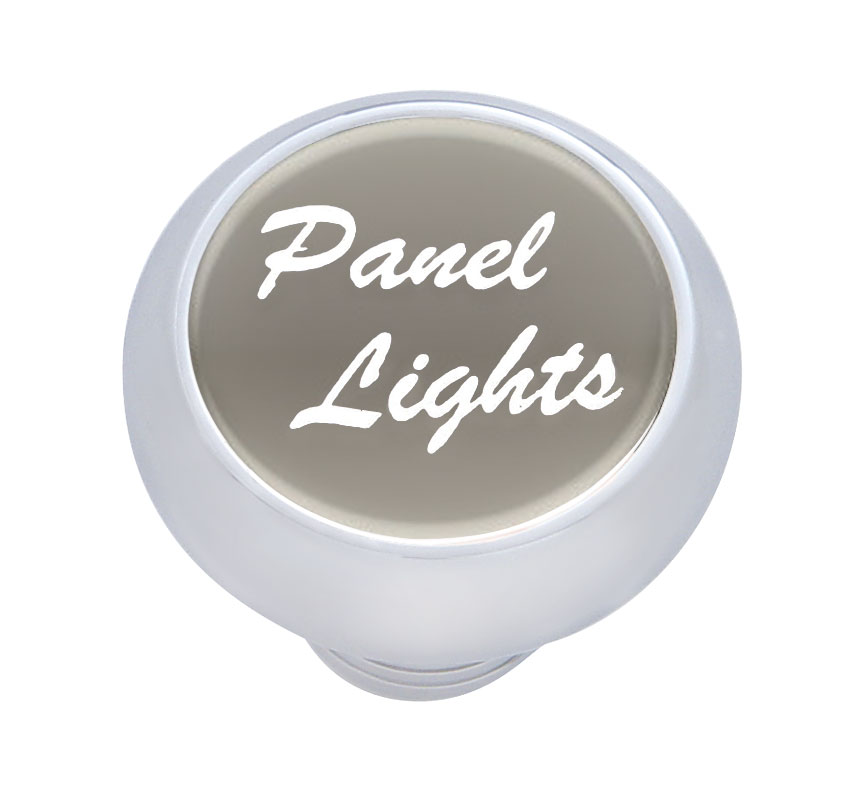 Chrome Deluxe Dash Knob W/ Aluminum "Panel Lights" Sticker - Silver