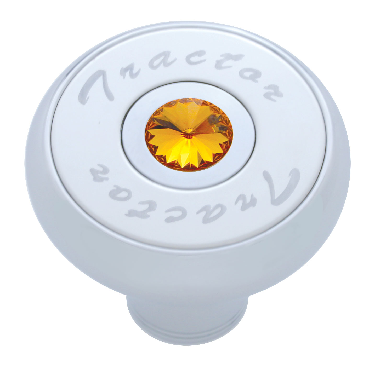 Chrome Deluxe Air Valve Knob With Stainless Steel "Tractor" Plaque & Diamond - Amber