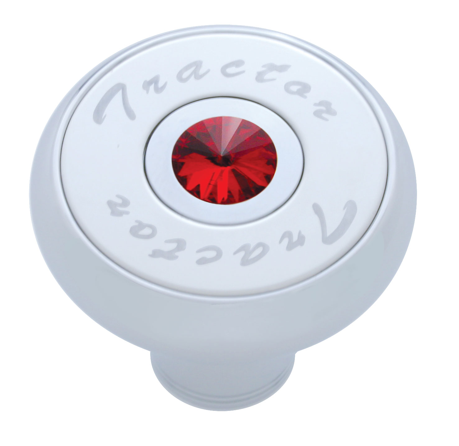 Chrome Deluxe Air Valve Knob With Stainless Steel "Tractor" Plaque & Diamond - Red