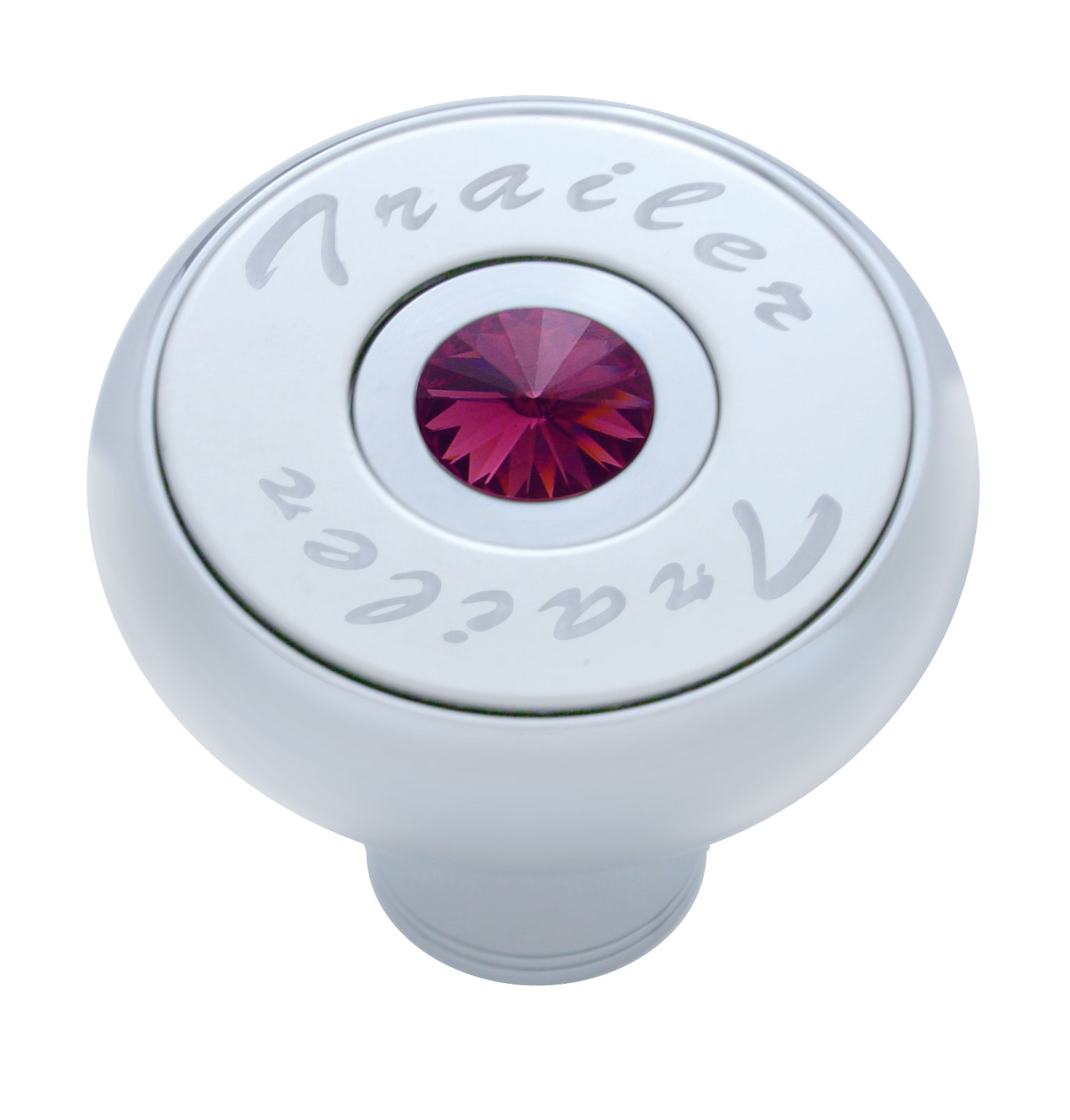 Chrome Deluxe Air Valve Knob With Stainless Steel "Trailer" Plaque & Diamond - Purple