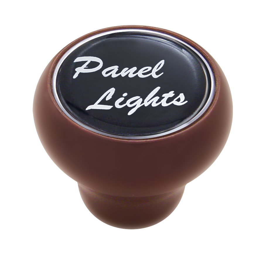 Wood Deluxe Dash Knob W/ Glossy "Panel Lights" Sticker - Black