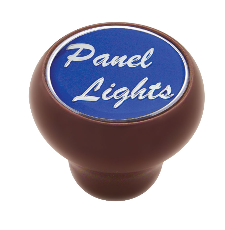Wood Deluxe Dash Knob W/ Glossy "Panel Lights" Sticker - Blue