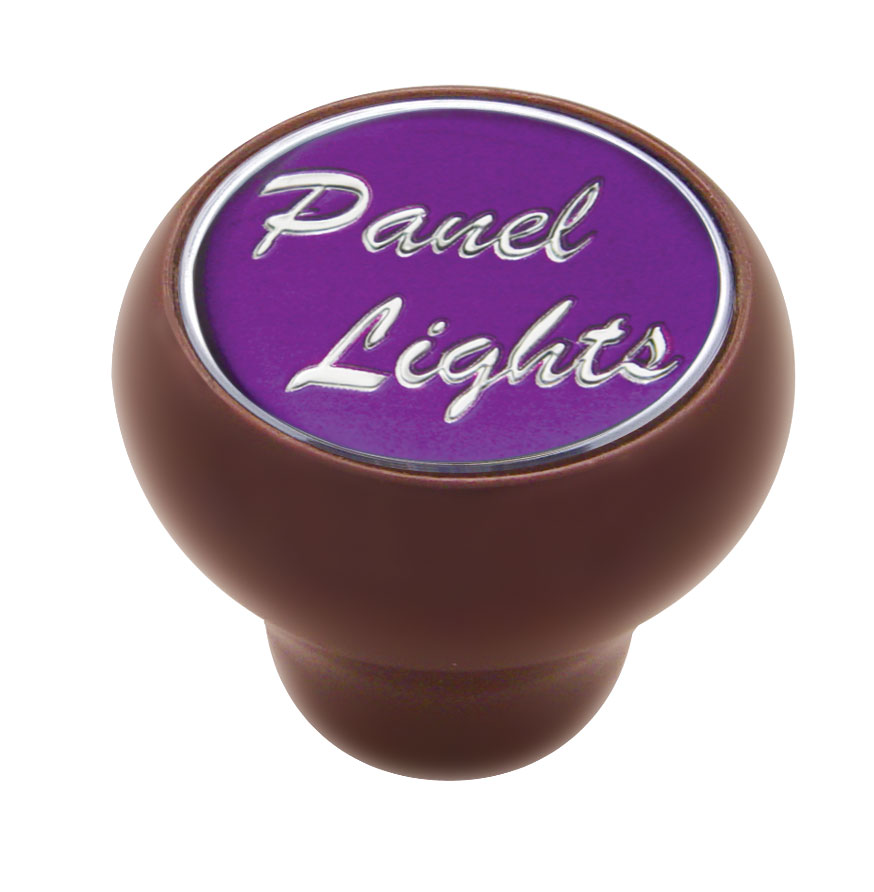 Wood Deluxe Dash Knob W/ Glossy "Panel Lights" Sticker - Purple