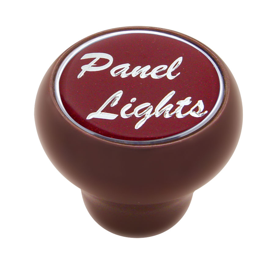 Wood Deluxe Dash Knob W/ Glossy "Panel Lights" Sticker - Red