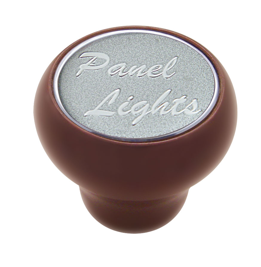 Wood Deluxe Dash Knob W/ Glossy "Panel Lights" Sticker - Silver