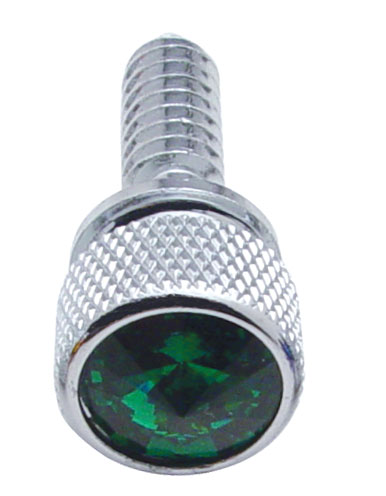 (14/Card) Chrome Peterbilt Dash Screws W/ Diamond - Green