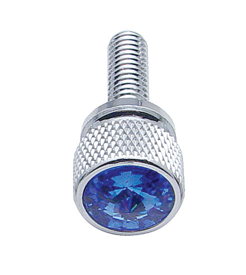 (12/Card) Chrome Kenworth Dash Short Screws W/ Diamond - Blue
