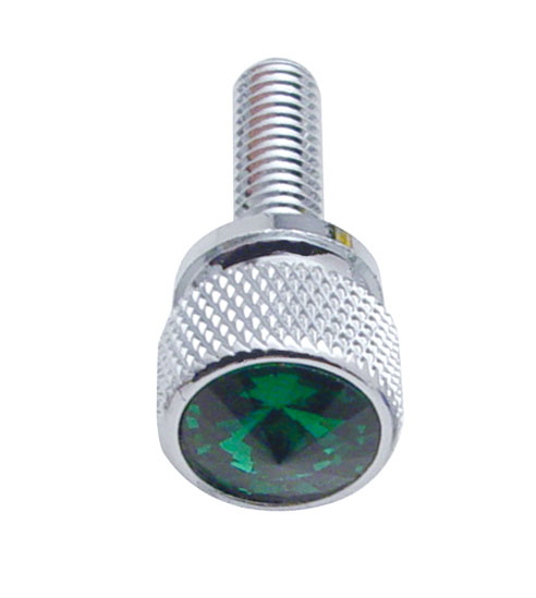 (12/Card) Chrome Kenworth Dash Short Screws W/ Diamond - Green