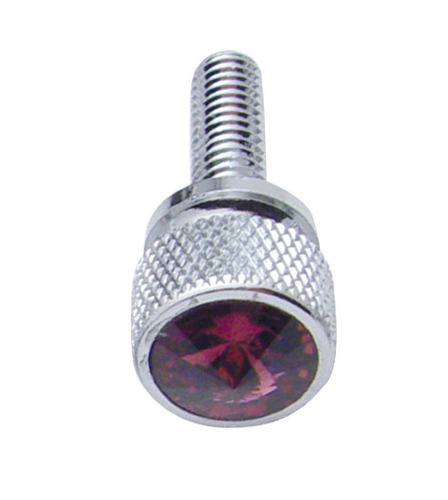 (12/Card) Chrome Kenworth Dash Short Screws W/ Diamond - Purple