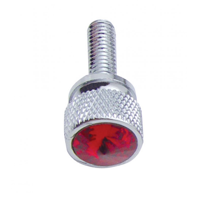 Chrome Kenworth Dash Short Screws W/ Diamond - Red