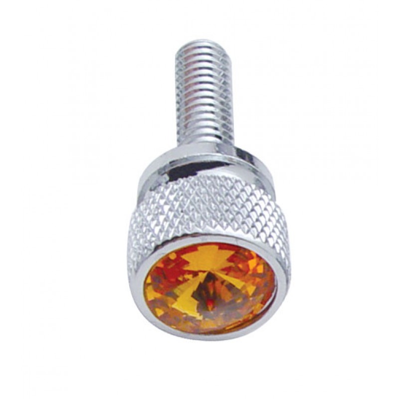 (12/Card) Chrome Kenworth Dash Short Screws W/ Diamond - Amber