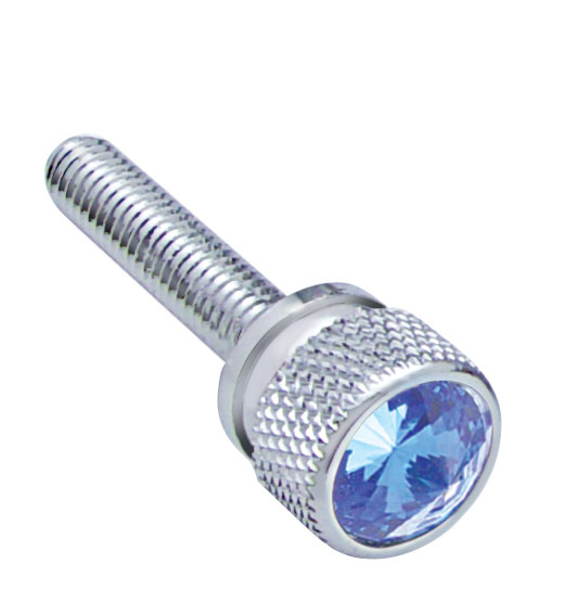 Chrome Kenworth Dash Long Screws W/ Diamond - Blue