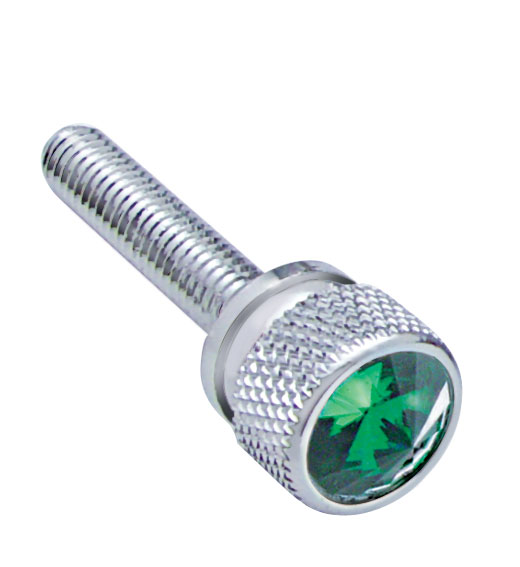 Chrome Kenworth Dash Long Screws W/ Diamond - Green