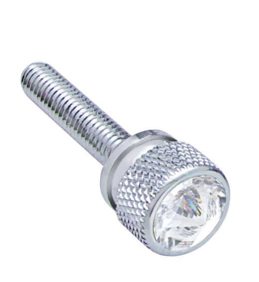 (12/Card) Chrome Kenworth Dash Long Screws W/ Diamond - Clear