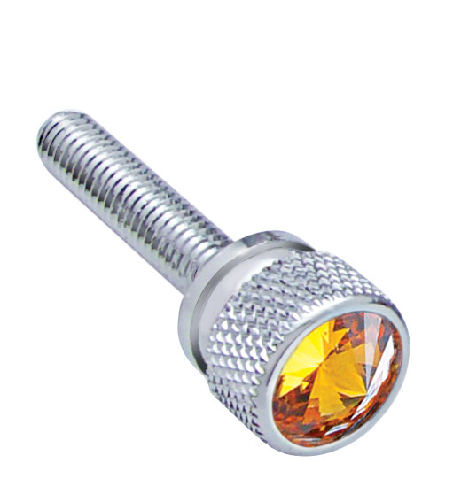 (12/Card) Chrome Kenworth Dash Long Screws W/ Diamond - Amber
