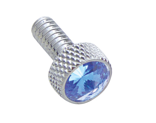 Chrome Peterbilt Small Dash Screw W/ Diamond - Blue
