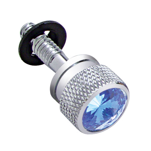 (6/Card) Chrome Peterbilt Dash Screw W/ Diamond - Blue