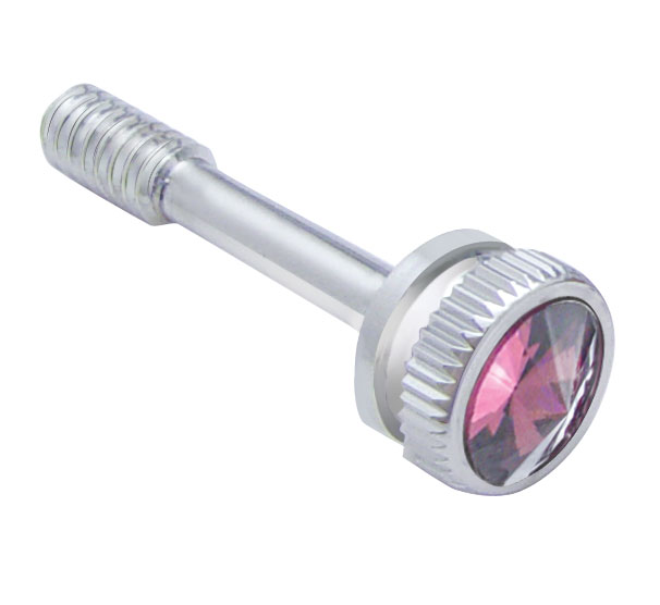(5 /Card) Chrome Peterbilt 357 Dash Screw W/ Diamond - Red