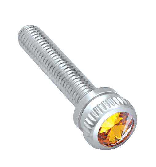 (6/Card) Chrome 2002 Kenworth Dash Screw W/ Diamond - Amber
