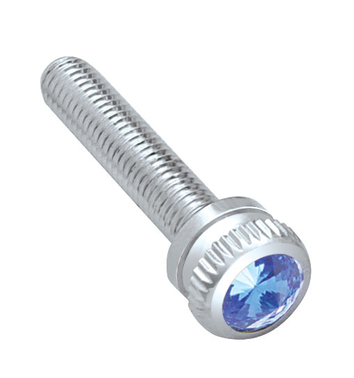 (6/Card) Chrome 2002 Kenworth Dash Screw W/ Diamond - Blue