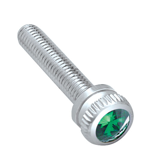 (6/Card) Chrome 2002 Kenworth Dash Screw W/ Diamond - Green