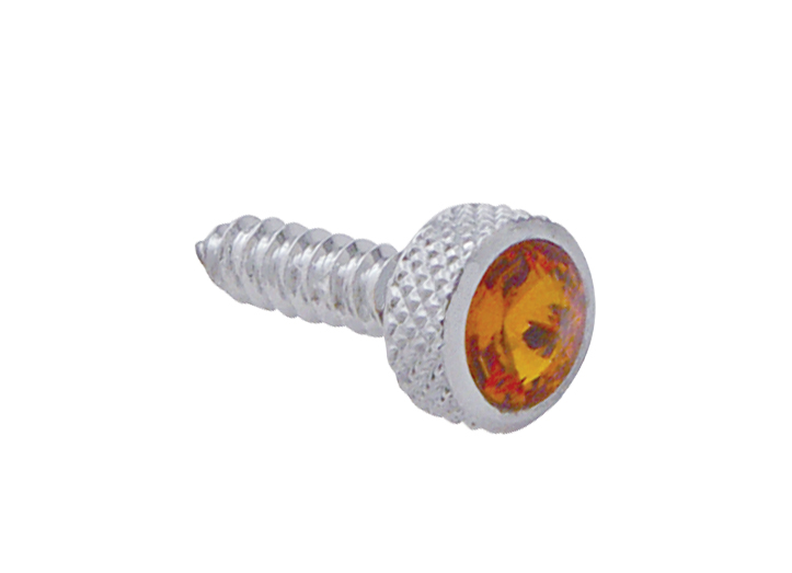 (6/Card) Chrome Kenworth Upper Dash Screw W/ Diamond - Amber