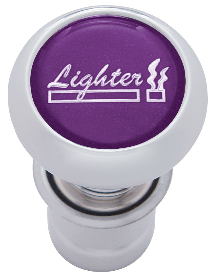 Chrome Aluminum Deluxe Cigarette Lighter W/ Glossy "Lighter" Sticker - Purple