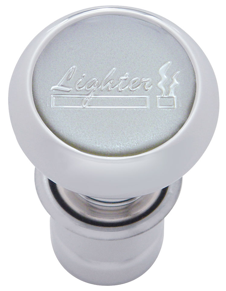 Chrome Aluminum Deluxe Cigarette Lighter W/ Glossy "Lighter" Sticker - Silver