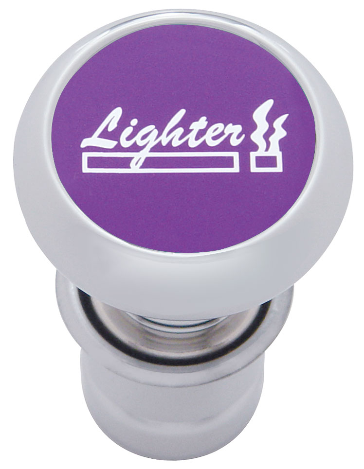 Chrome Aluminum Deluxe Cigarette Lighter W/ Aluminum "Lighter" Sticker - Purple