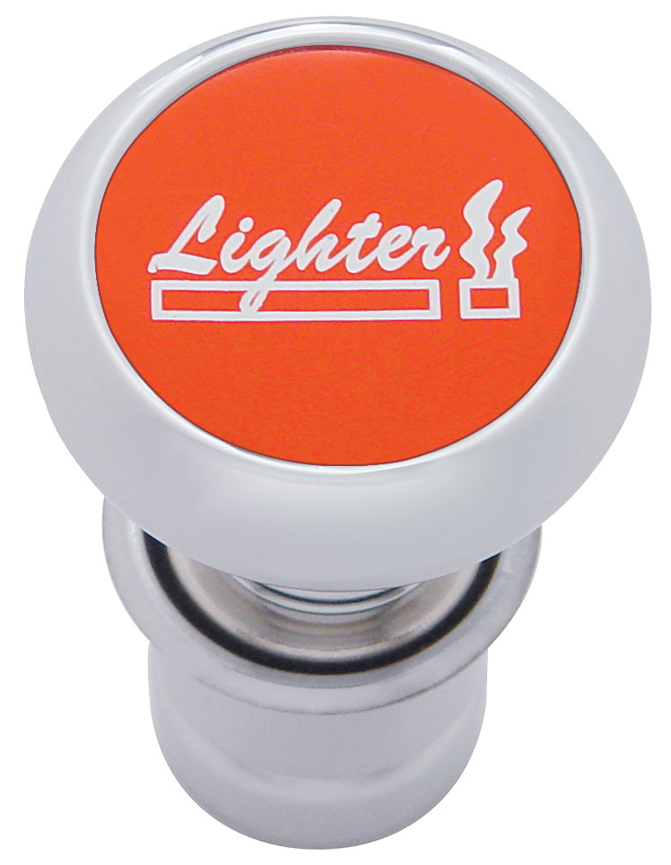 Chrome Aluminum Deluxe Cigarette Lighter W/ Aluminum "Lighter" Sticker - Red