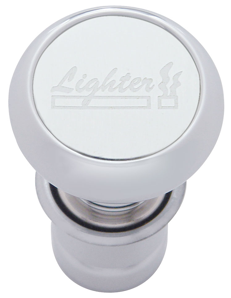 Chrome Aluminum Deluxe Cigarette Lighter W/ Aluminum "Lighter" Sticker - Silver