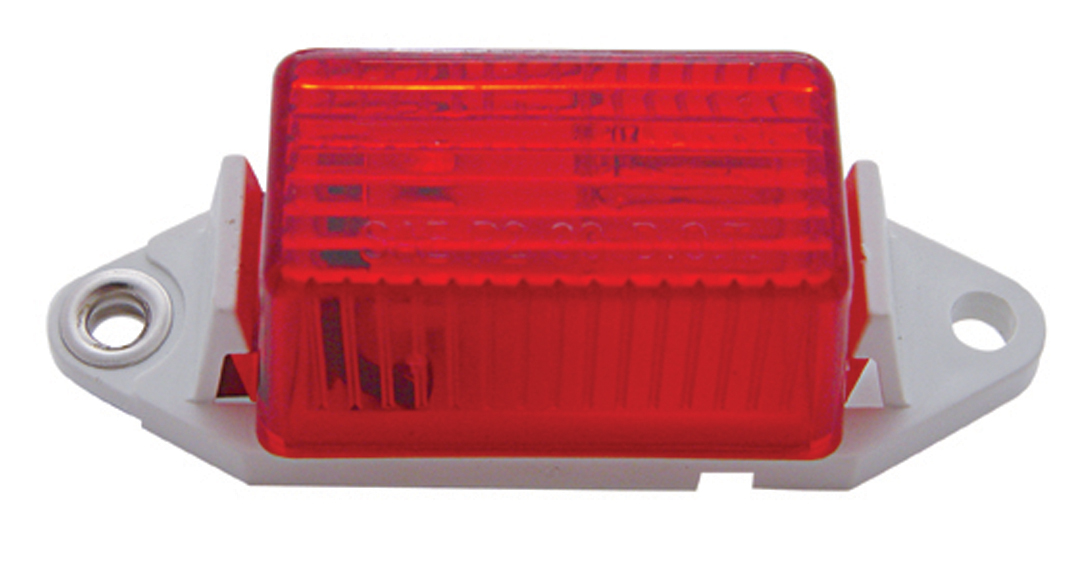 Snap Seal Rectangular Clearance/Marker Light W/ White Base - Red