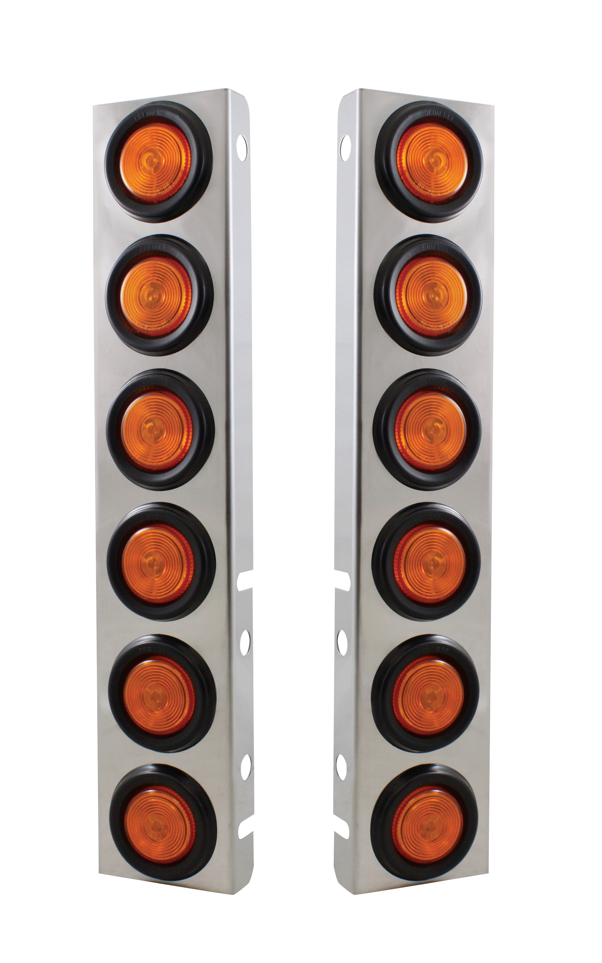 (2/Bulk) Stainless Steel Peterbilt 12 Led Cutout Air Cleaner Bracket W/ 2" Incandescent Flat Lights