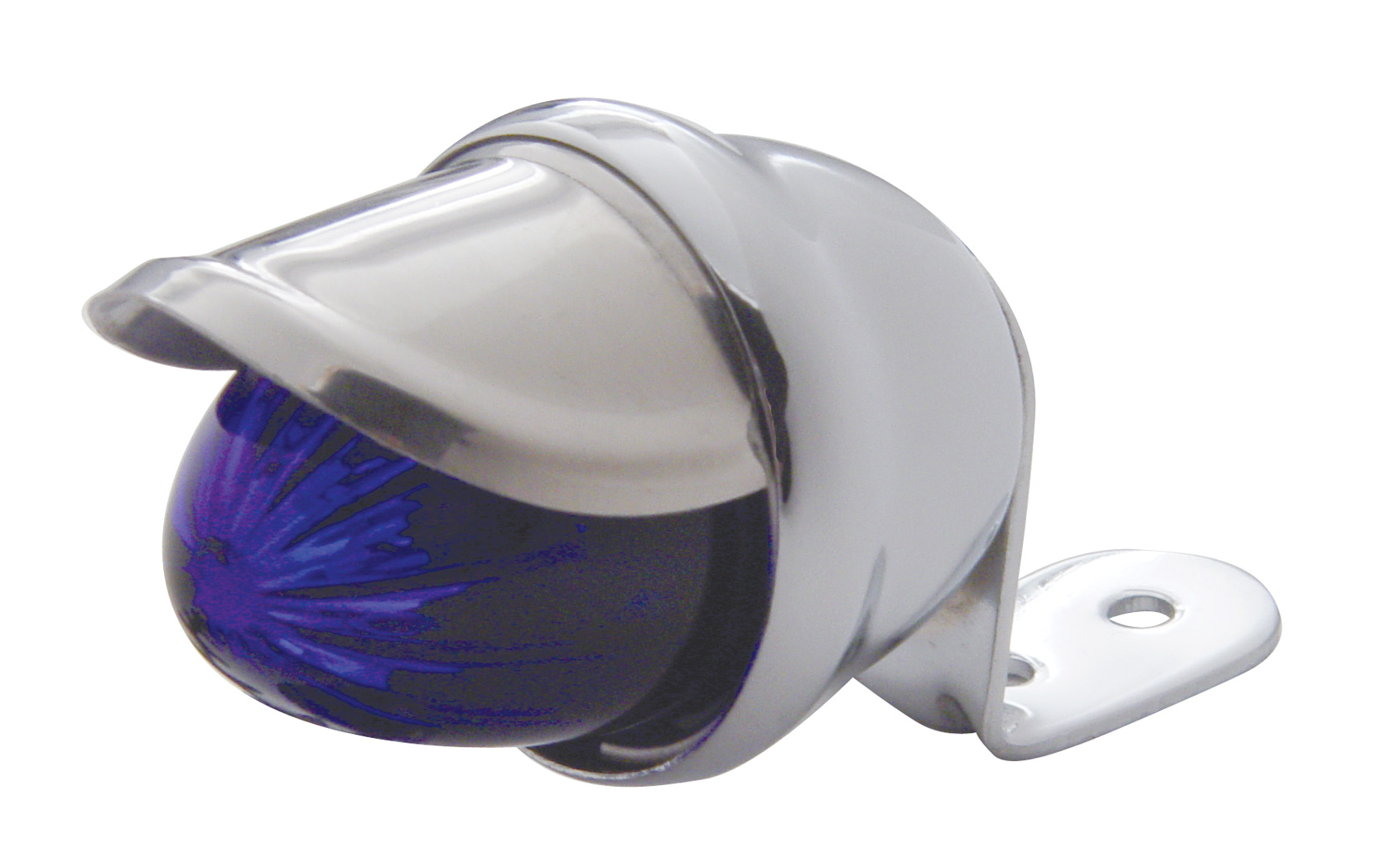 Chrome Mini Auxiliary Incandescent Light W/ Stainless Steel Visor - Blue