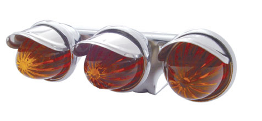 Chrome 3 Mini Auxiliary Incandescent Light W/ Stainless Steel Visor - Amber