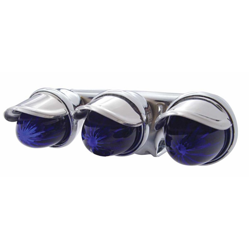 Chrome 3 Mini Auxiliary Incandescent Light W/ Stainless Steel Visor - Blue