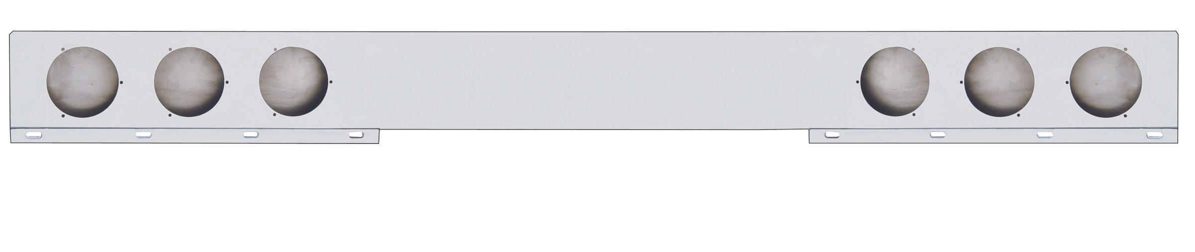 Chrome 94" 1 Piece Rear Light Bar W/ Six 4" Light Cutouts
